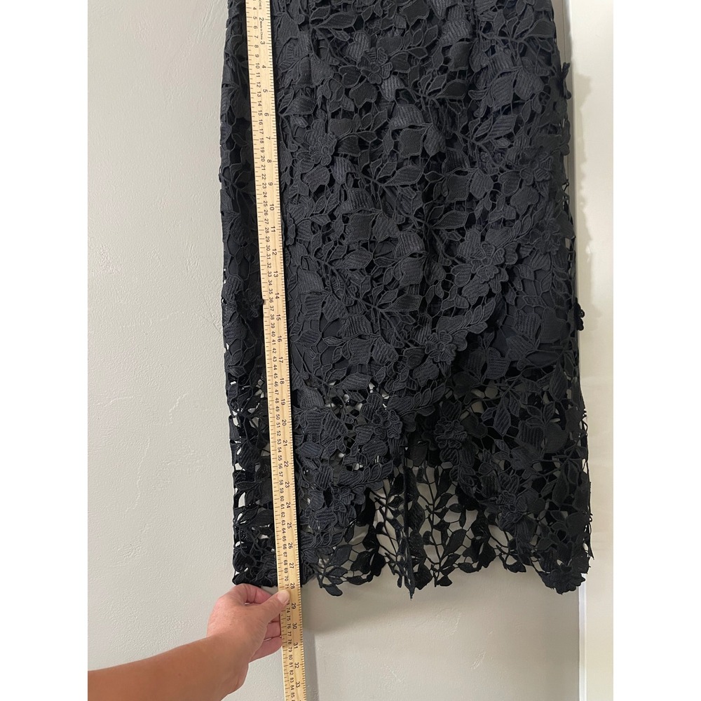 Betsy & Adam Womens Black Floral Lace Sleeveless Midi Cocktail Dress Size 8 - Picture 6 of 9